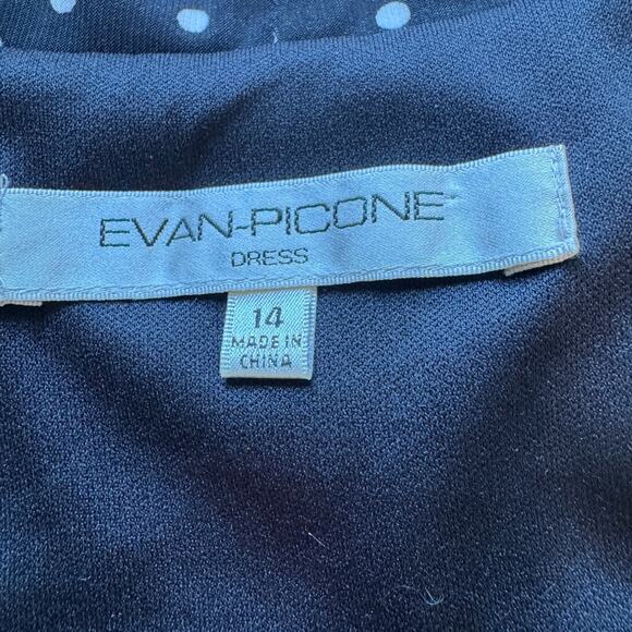 Evan-Picone Sz 14 Retro Polka Dot A-Line Dress Sleeveless Wrap Style Midi Work - Picture 7 of 9